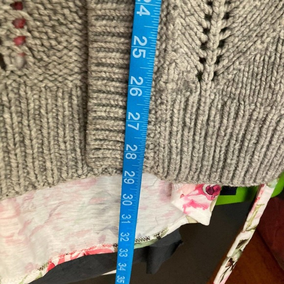 Theory Cardigan Womens Sz Small Gray Wool Cotton Chunky Knit‎ Short Sleeve Open - Picture 8 of 9